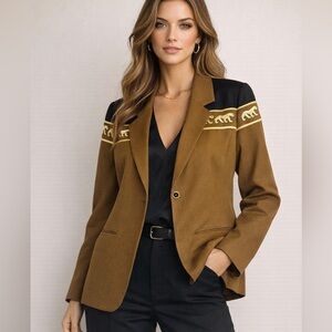 Vintage Bloomingdale’s Jaguar Embroidered Wool Blazer Statement 90s Size 14